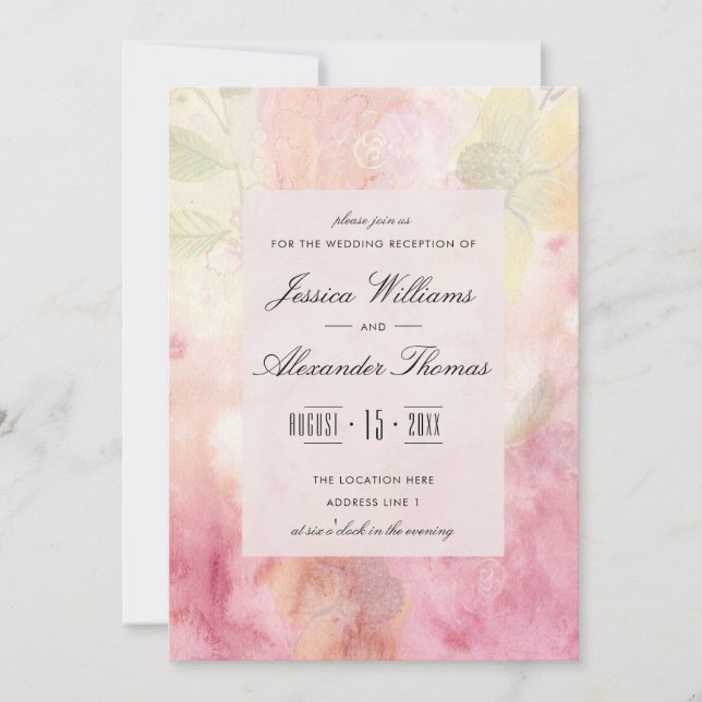Romantisk Drömmig Blommig Bröllopsmottagning Inbjudningar (Framsida)