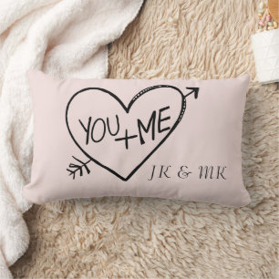 Romantisk du och Me Heart monogram Lumbarkudde