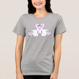 Romantisk dubbel svan hjärta kärlek grå t-shirt