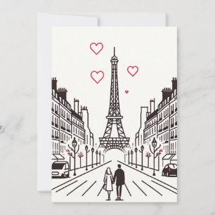 Romantisk Eiffel Tower-möte - Kärlek Blommar Julkort