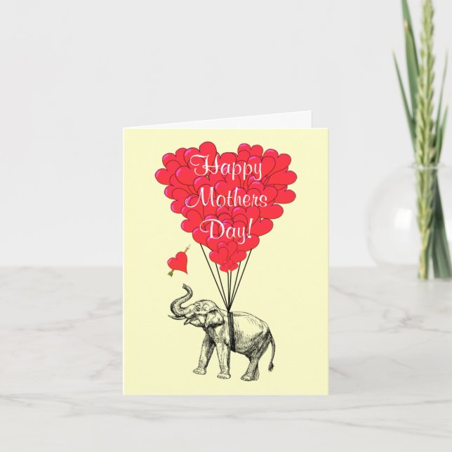 Romantisk elefant mors dag kort (Framsida)