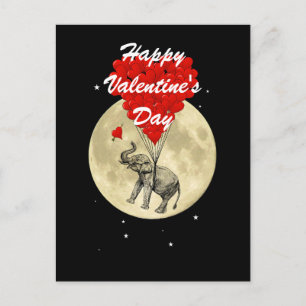 Romantisk elefant- och kärlekhjärtavalentines helg vykort