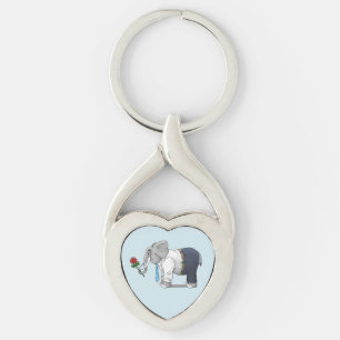 Romantisk elefant twisted heart silverfärgad nyckelring
