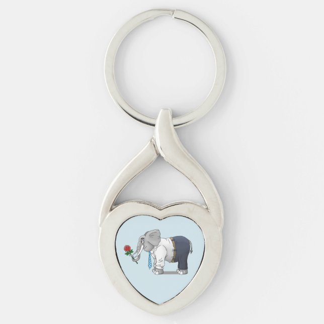 Romantisk elefant twisted heart silverfärgad nyckelring (Framsidan)