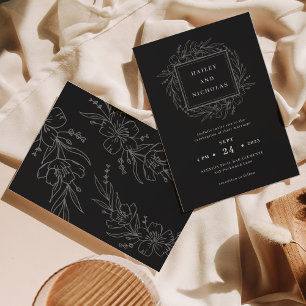 Romantisk Elegant Blommigt Utandningsluft Bröllop Inbjudningar