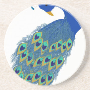 Romantisk Elegant Blue Peacock Feathers Underlägg