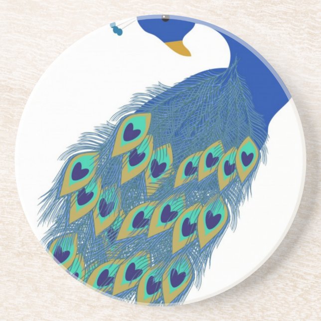 Romantisk Elegant Blue Peacock Feathers Underlägg (Framsidan)