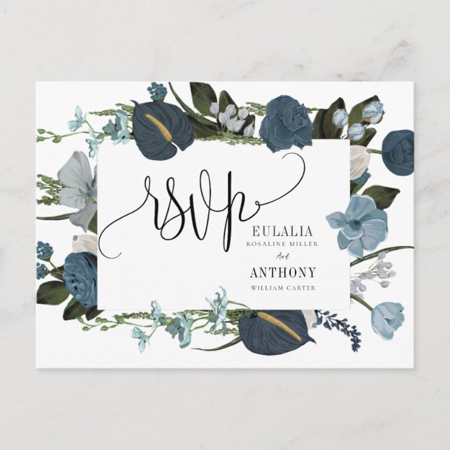 Romantisk Elegant Bröllops-Svarskort Vykort (Framsida)