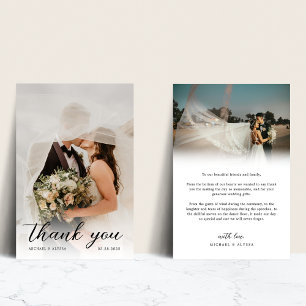 Romantisk Elegant Calligraphy Script Photo Bröllop Tack Kort