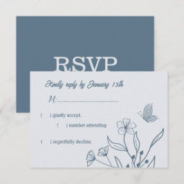 Romantisk elegant dammig blå blommigt bröllop OSA kort