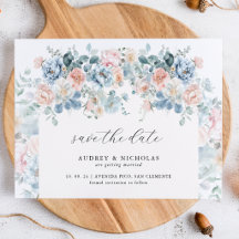 Romantisk Elegant Dammig Blå Persika Blommig Bröll
