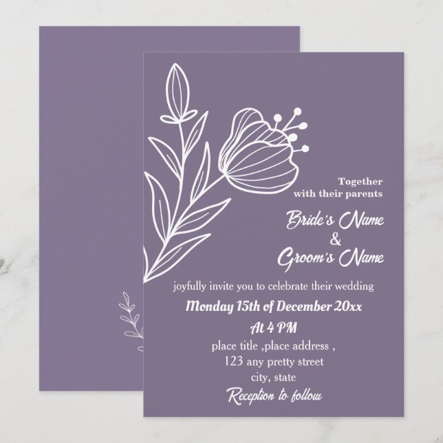 Romantisk elegant förbättra blommigt bröllop inbjudningar (Fram/baksida)