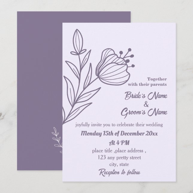 Romantisk elegant förbättra blommigt bröllop inbjudningar (Fram/baksida)