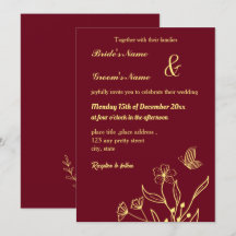 Romantisk elegant guld butterflies burgundy
