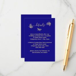 Romantisk elegant guld butterflies royal blue tilläggskort