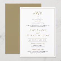 Romantisk Elegant Guld Classic Monogram Bröllop