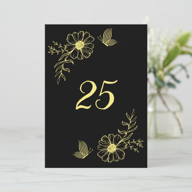 Romantisk elegant guld, svart bordsnummer (Stående Fram)