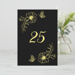 Romantisk elegant guld, svart bordsnummer