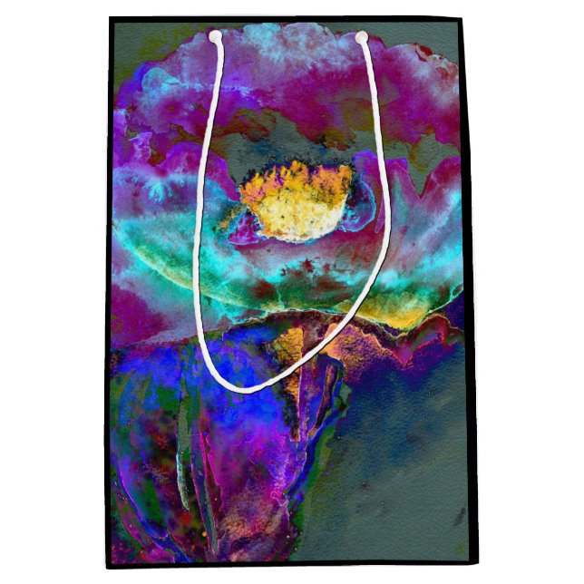 Romantisk elegant lila teal Blommålning (Framsidan)