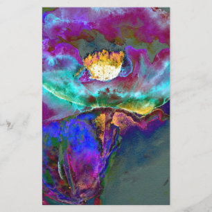 Romantisk elegant lila teal Blommålning Brevpapper