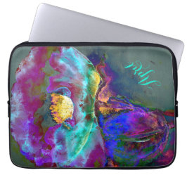Romantisk elegant lila teal Blommålning Laptop Sleeve