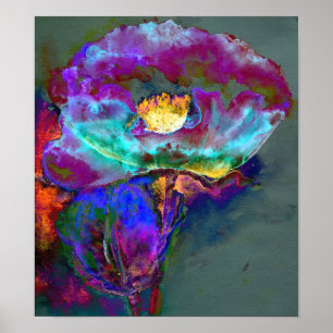 Romantisk elegant lila teal Blommålning Poster