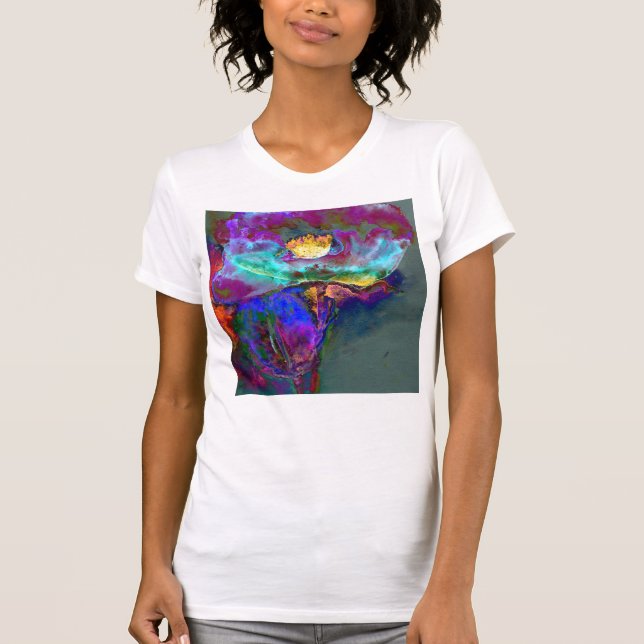 Romantisk elegant lila teal Blommålning Tee Shirt (Framsida)
