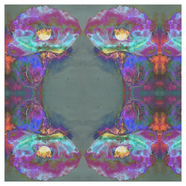 Romantisk elegant lila teal Blommålning Tyg (Provkarta)