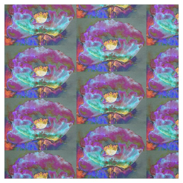 Romantisk elegant lila teal Blommålning Tyg (Provkarta)