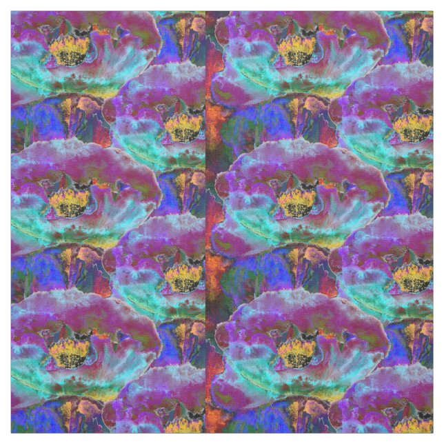 Romantisk elegant lila teal Blommålning Tyg (Provkarta)