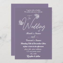 Romantisk elegant mauve butterflies bröllop inbjudningar