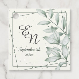 Romantisk Elegant Monogram Grönt Löv Bröllop Gåvor Etiketter
