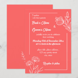 Romantisk elegant rosa blommigt bröllop inbjudningar