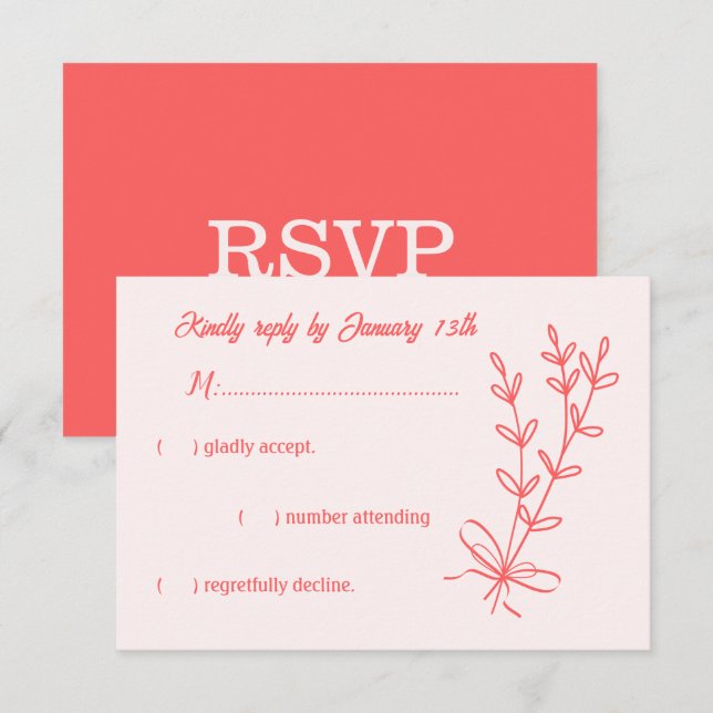 Romantisk elegant rosa blommigt bröllop OSA kort (Fram/baksida)