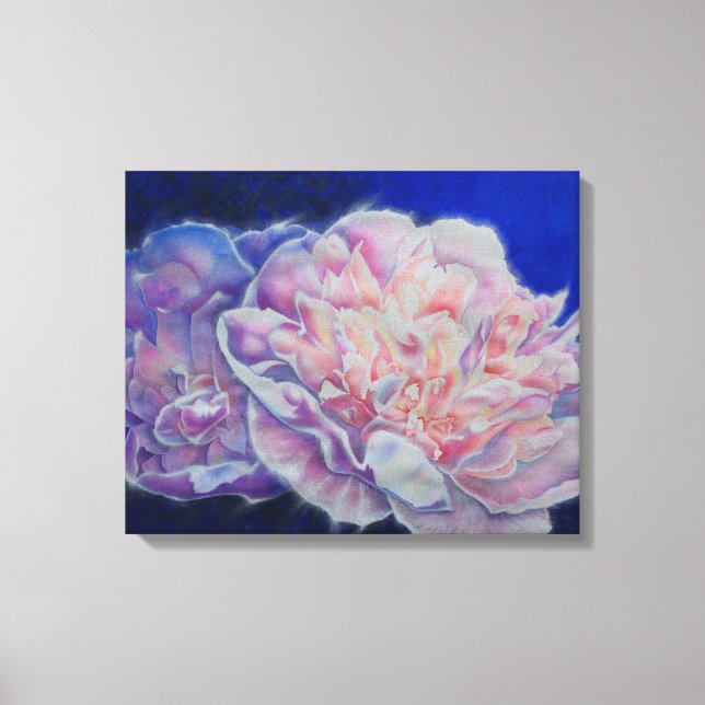 Romantisk elegant rosa vit, blå pastellvattenfärg canvastryck (Framsida)