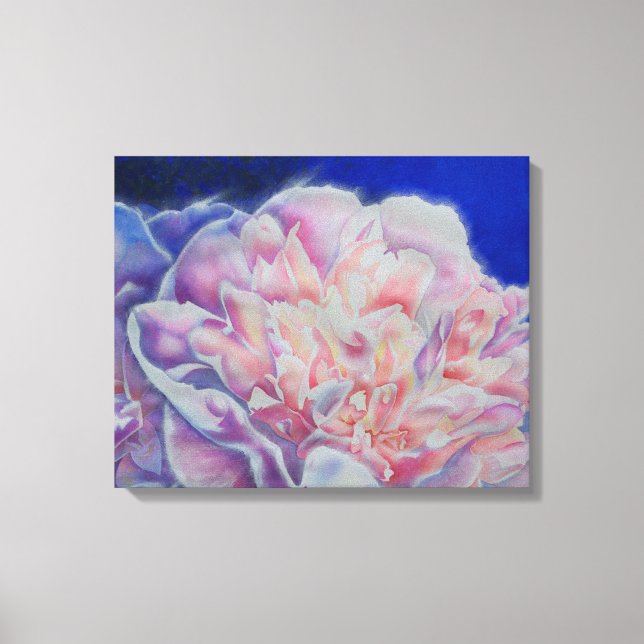 Romantisk elegant rosa vit, blå pastellvattenfärg canvastryck (Framsida)