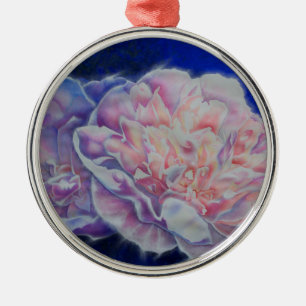Romantisk elegant rosa vit, blå pastellvattenfärg julgransprydnad metall