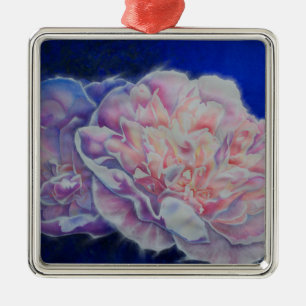 Romantisk elegant rosa vit, blå pastellvattenfärg julgransprydnad metall