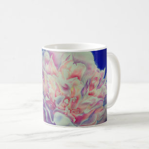 Romantisk elegant rosa vit, blå pastellvattenfärg kaffemugg