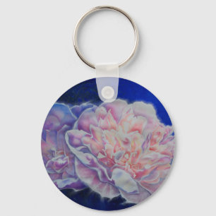 Romantisk elegant rosa vit, blå pastellvattenfärg nyckelring