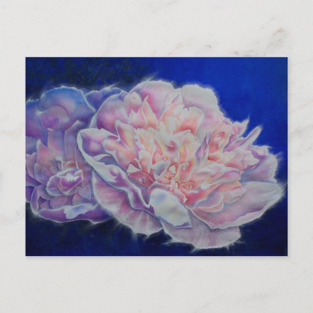 Romantisk elegant rosa vit, blå pastellvattenfärg vykort (Framsida)