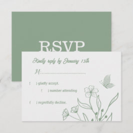 Romantisk elegant Sage grönt blommigt bröllop OSA Kort