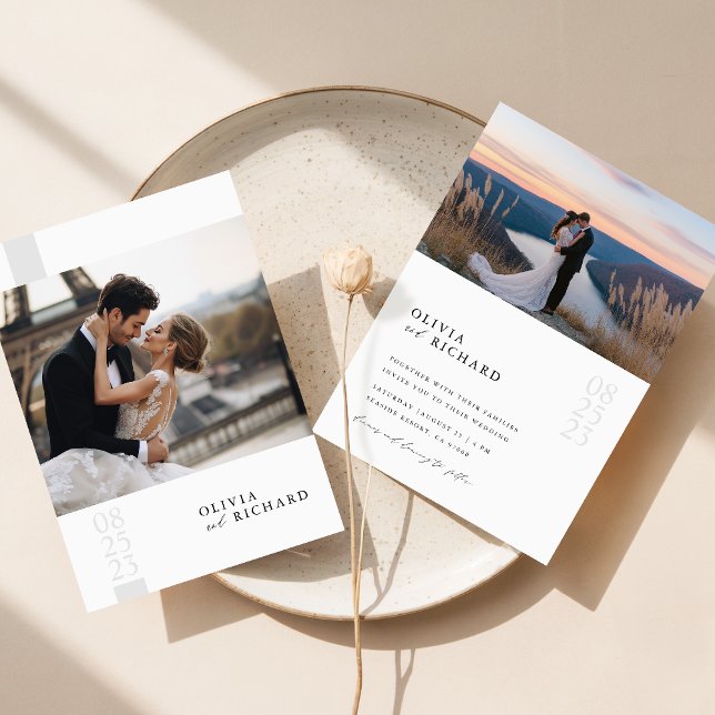 Romantisk Elegant Script Photo Bröllopsinbjudans Inbjudningar (Skapare uppladdad)