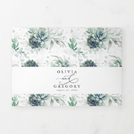 Romantisk Elegant Silver Succulent Greenery Bröllo