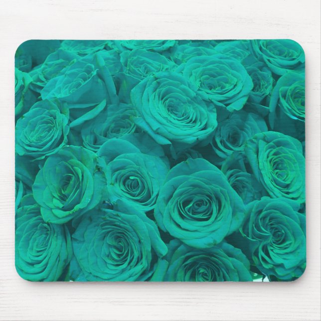 Romantisk elegant teal - grönt ro musmatta (Framsidan)