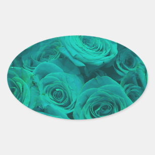 Romantisk elegant teal - grönt ro ovalt klistermärke