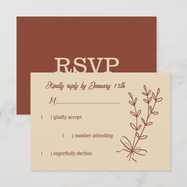 Romantisk elegant terracotta blommigt bröllop OSA kort (Fram/baksida)