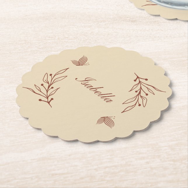 Romantisk elegant terracotta blommigt bröllop underlägg papper (Vinklad)