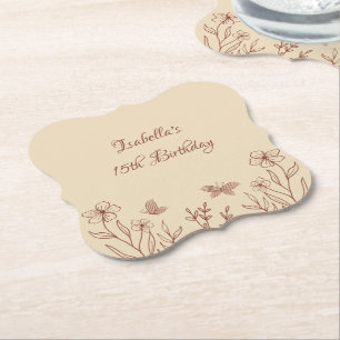 Romantisk elegant terracotta blommigt bröllop underlägg papper