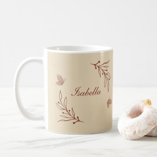 Romantisk elegant terrakotta blommig  kaffemugg (Med munk)